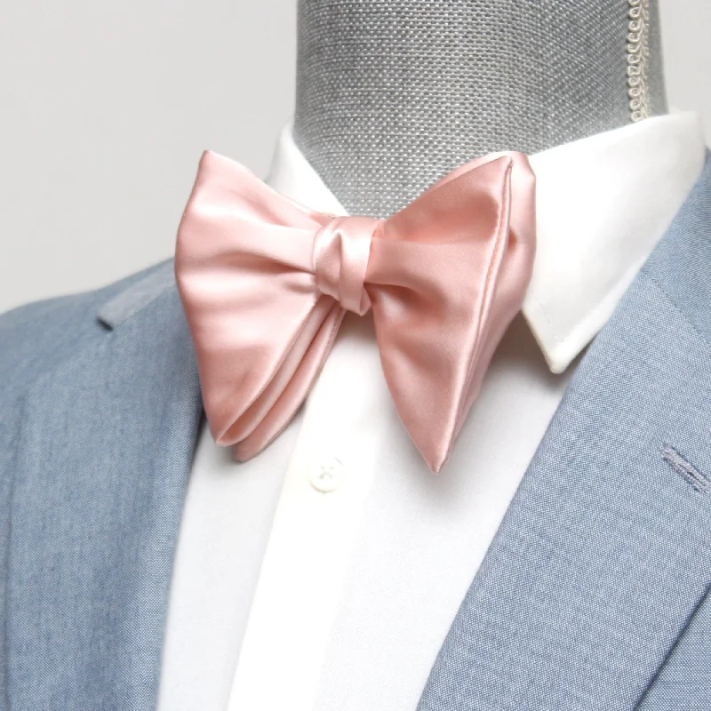 Men's tie with fine pinstripes-Big Butterfly Peach Silk Bow Tie