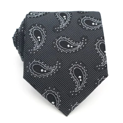 Men's silk tie for fashion-forward looks-Classy Men Black Dark Paisley Silk Tie