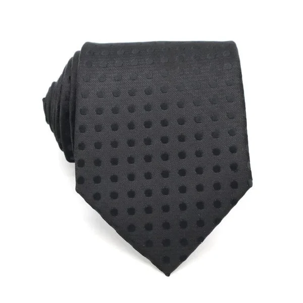 Luxury silk tie for corporate professionals-Classy Men Black Dotted Silk Tie