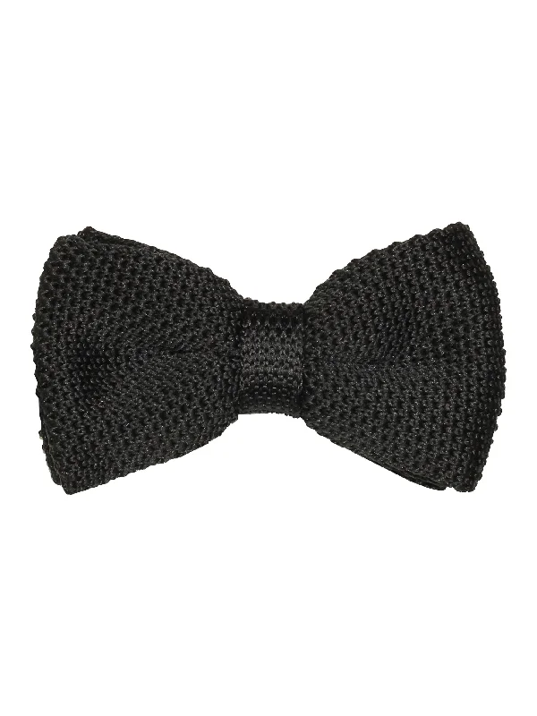 Men's tie for a garden party-BLACK KNITTED BOW TIE