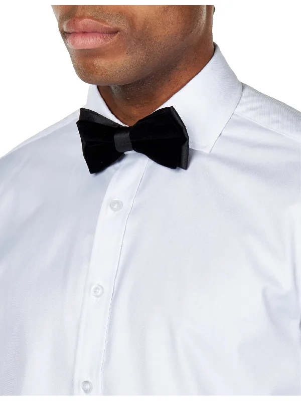 Men's tie for elegant corporate events-BLACK SATIN VELVET BOW TIE SET