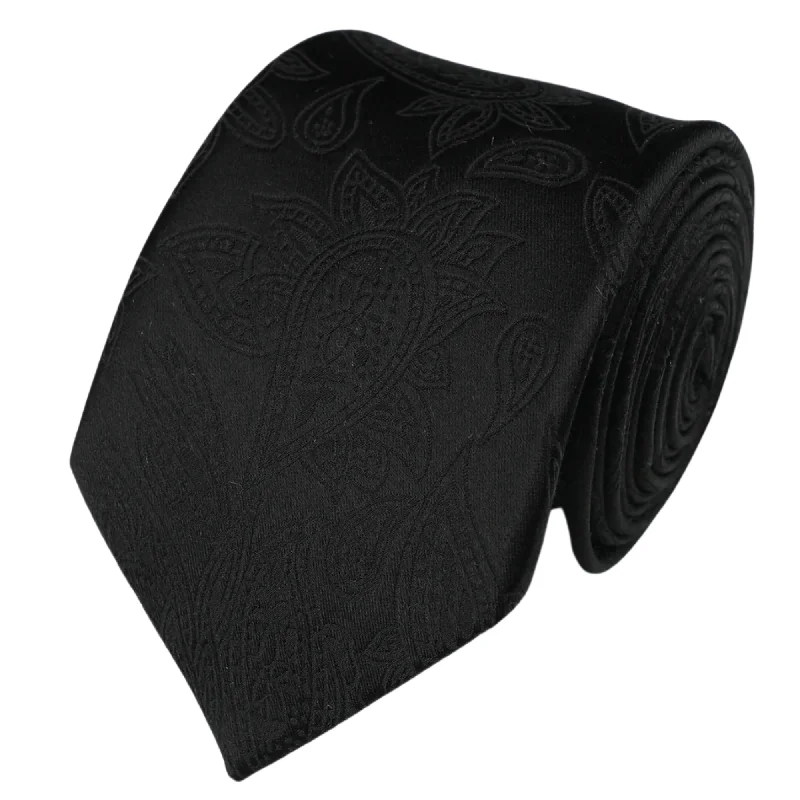 Affordable tie for business professionals-Black Silk Paisley Tie