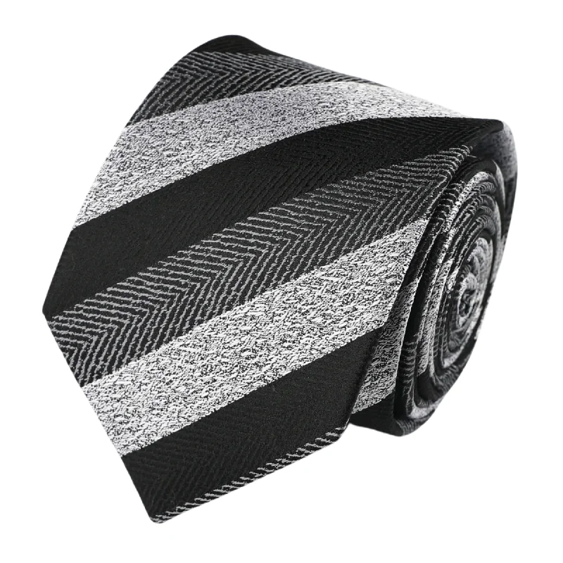 Luxury silk tie for special occasions-Black Silk Stripe Tie