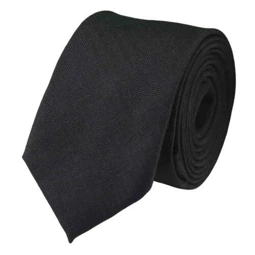 Men's silk tie for holiday gatherings-Classy Men Black Cotton Necktie