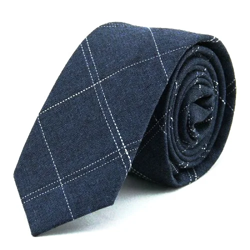 Men's tie with vibrant floral print-Classy Men Blue Checkered Cotton Skinny Tie