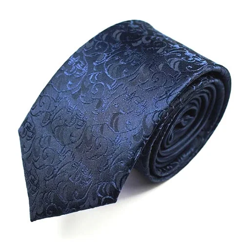 Men's tie for high-end business events-Classy Men Blue Floral Luxury Silk Narrow Tie