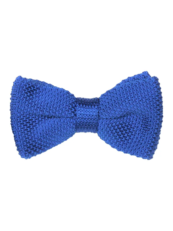 Classic men's tie for weddings-BLUE KNITTED BOW TIE