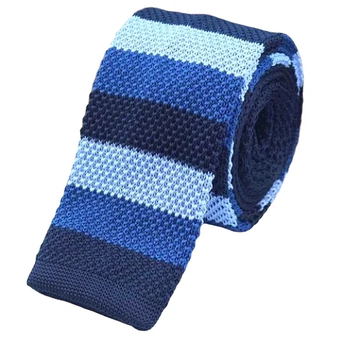 Unique men's tie with animal print-Classy Men Blue Shade Striped Square Knit Tie