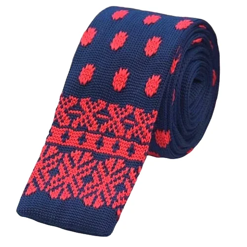 Men's tie for family gatherings and events-Classy Men Blue Winter Square Knit Tie