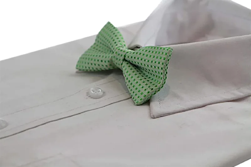 Men's tie with upscale texture for office wear-Boys Light Green Polka Dot Pattern Bow Tie