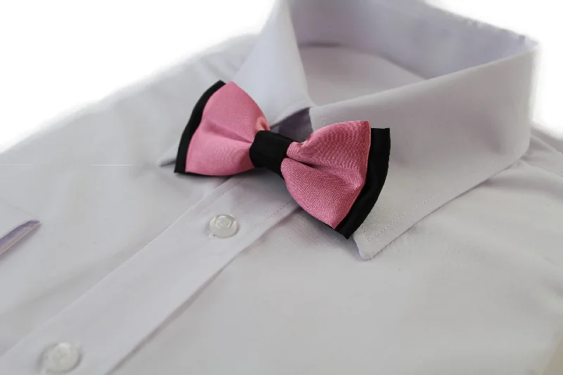 Best silk tie for office professionals-Boys Pink Two Tone Layer Bow Tie