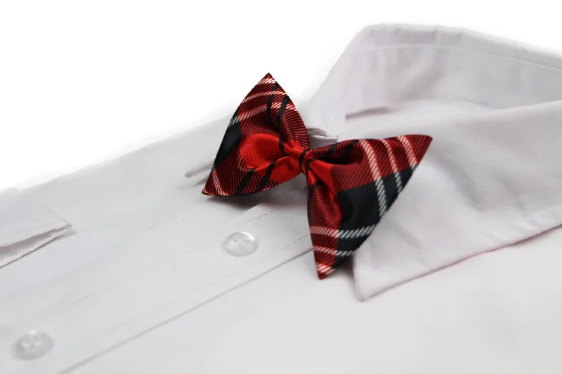 Classic red men's tie-Boys Red, Black & White Plaid Patterned Bow Tie