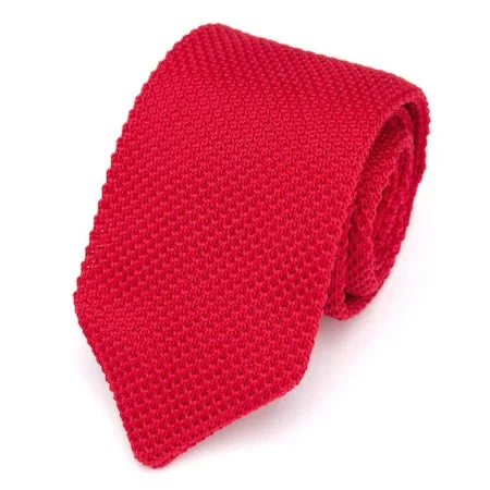 Men's patterned tie with vintage style-Classy Men Solid Bright Red Knitted Tie