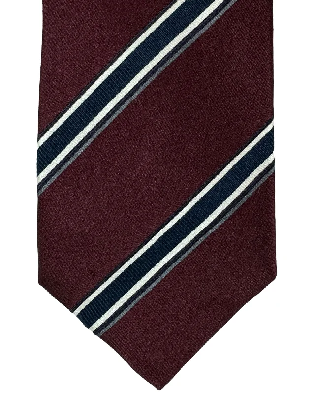 Men's tie for a garden party-Brunello Cucinelli Necktie Maroon Dark Blue Stripes