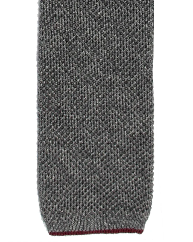 Men's navy blue tie-Brunello Cucinelli Square End Knitted Tie Gray - Cotton SALE