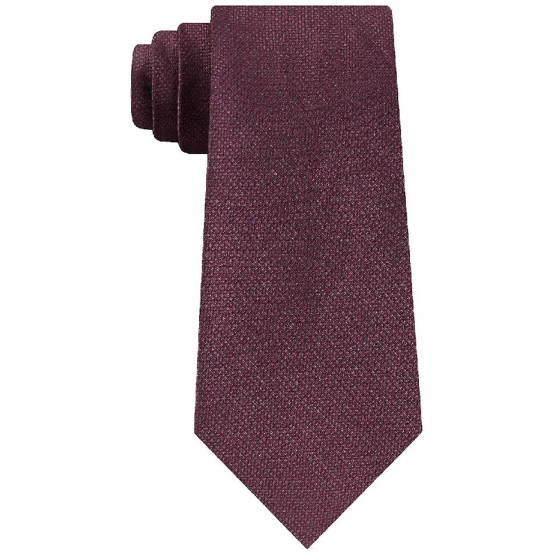 Unique silk tie with multi-color patterns-Calvin Klein Men's Shimmer Solid Tie Red Size Regular - One Size