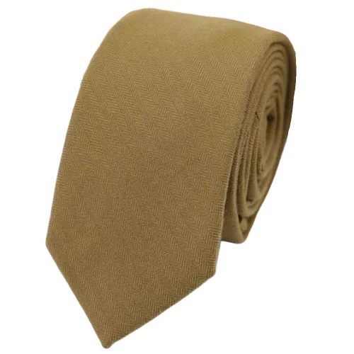 Men's striped silk tie-Classy Men Camel Cotton Necktie