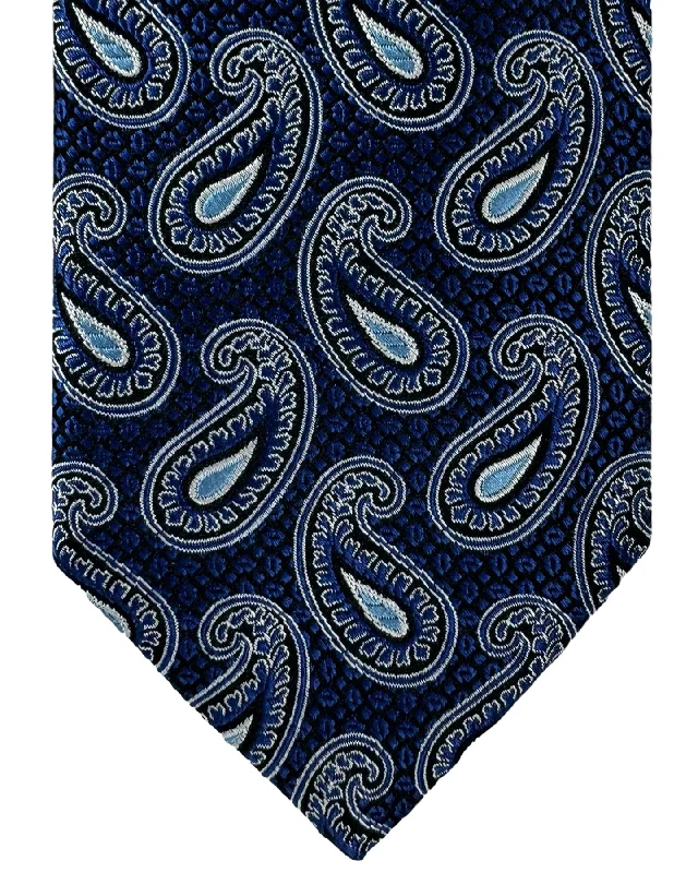 Luxury silk tie for special occasions-Canali Silk Tie Dark Blue Paisley