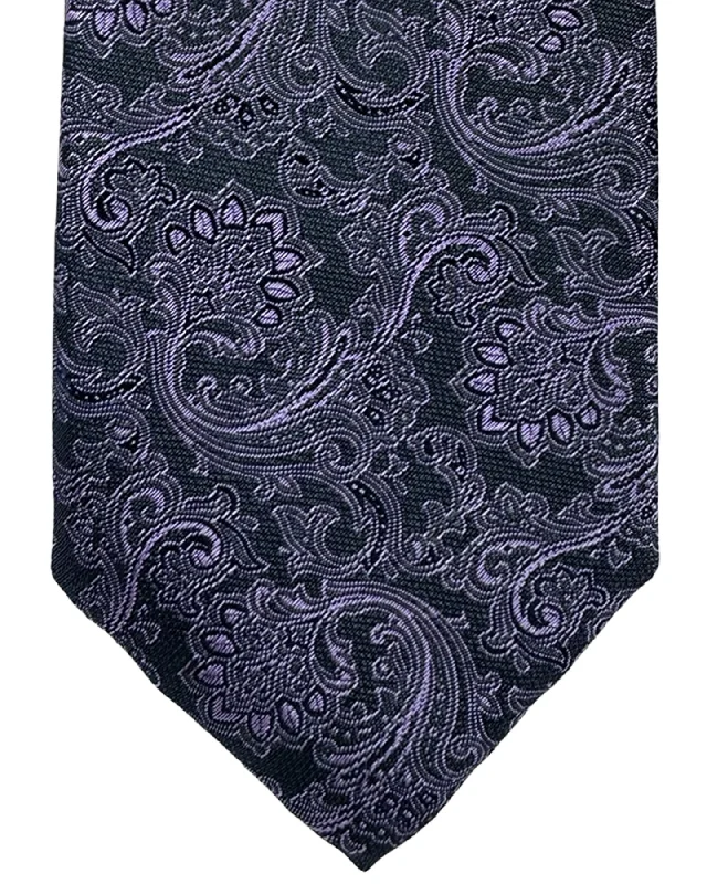 Men's tie with vibrant colors-Canali Tie Dark Gray Lilac Ornamental - Jacquard Silk