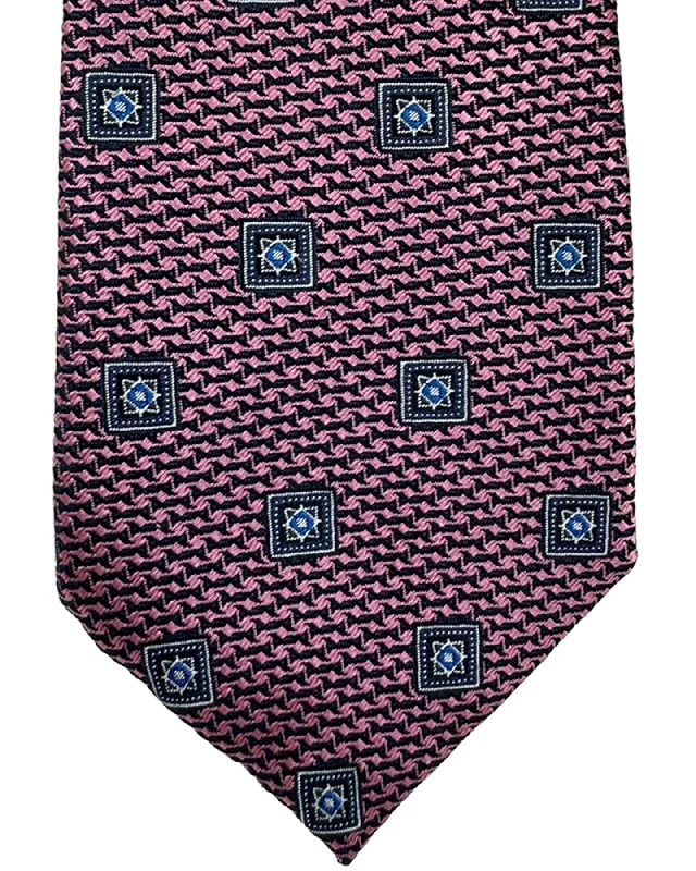 Unique men's tie for luxury events-Canali Tie Pink Medallions - Jacquard Silk