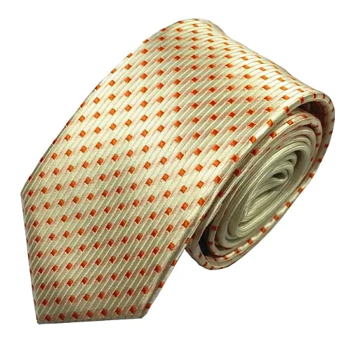 Best silk tie for spring and summer events-Classy Men Champagne Dotted Luxury Silk Narrow Tie