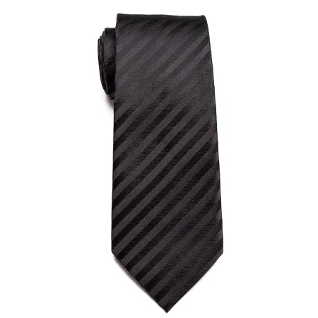 Men's tie with artistic geometric design-Classy Men Classic Black Striped Necktie