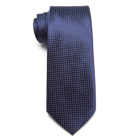 Men's slim tie with subtle texture-Classy Men Classic Blue Pin Check Necktie