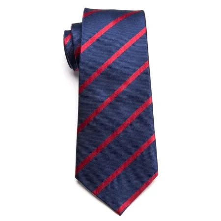 Best tie for a formal family event-Classy Men Classic Blue Red Striped Necktie