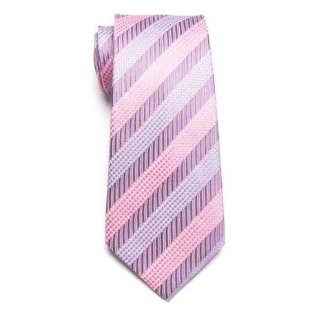 Men's tie with unique diamond print-Classy Men Classic Pastel Striped Necktie