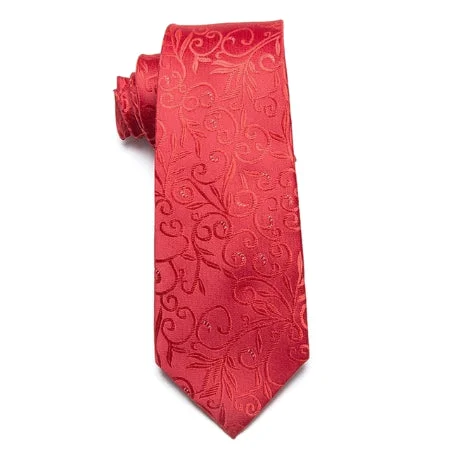 Trendy men's tie with plaid print-Classy Men Classic Red Floral Necktie