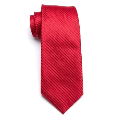 Men's tie for summer office wear-Classy Men Classic Red Striped Necktie