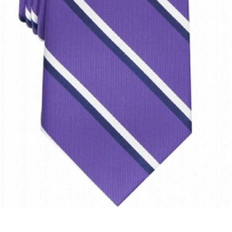 Luxury men's tie with fine fabric-Club Room Men's Classic Stripe Tie Purple Size Regular