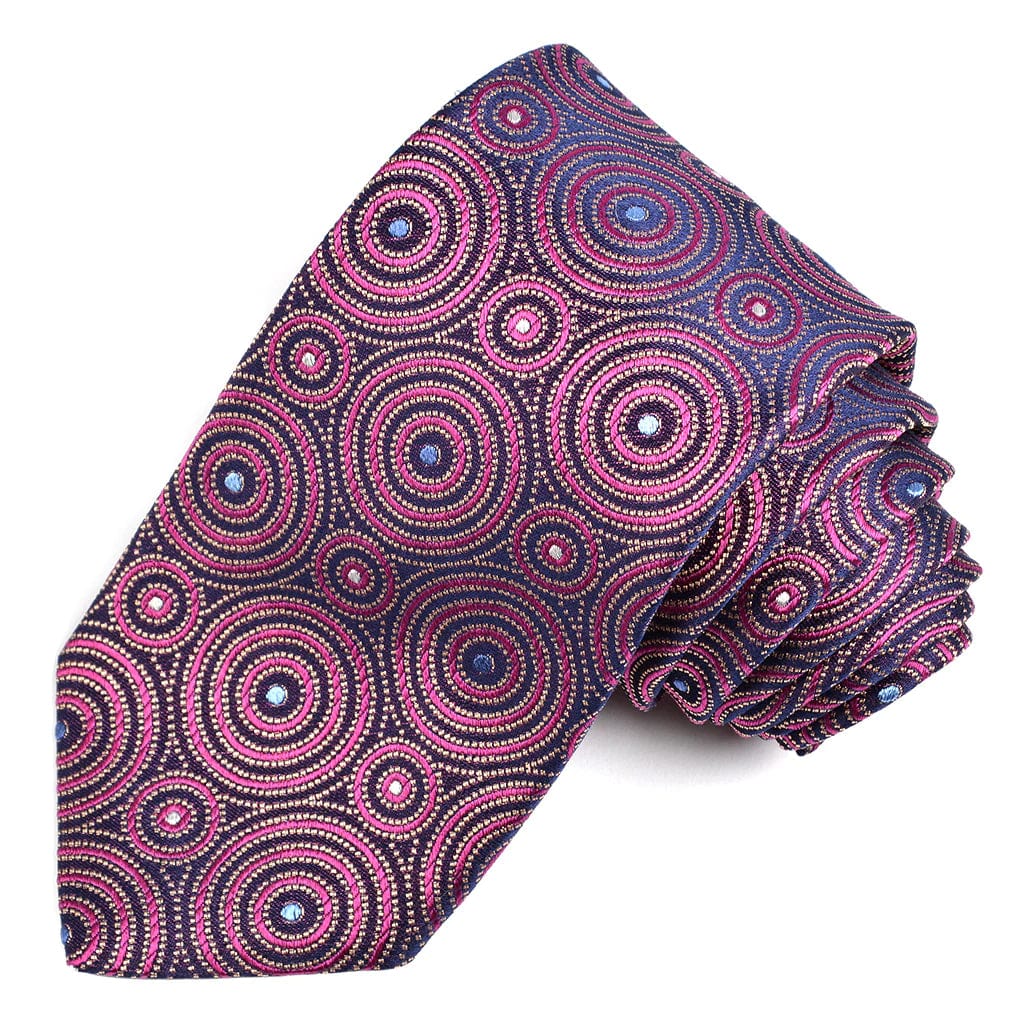 Men's tie with vintage pattern-Dion 'Circular Dot Medallion' Pattern Tie - P37310 - Assorted Colours