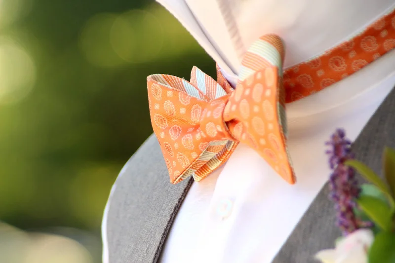 Best men's tie for formal business meetings-Orange Self-Tie Bow Tie