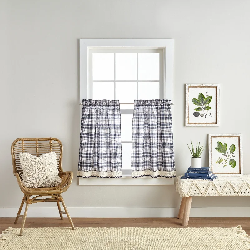 Stylish patterned tie for casual office wear-Curtainworks Seaton Plaid Kitchen Curtain Valance and Tier Pair Curtain Collection