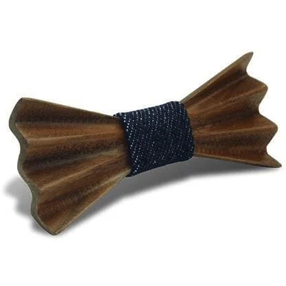 Men's tie with modern abstract texture-Dark Wood 3D Accordion Style Kids Bow Tie in Blue Denim