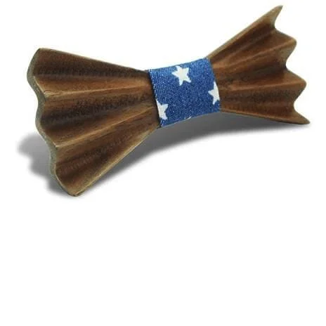 Men's silk tie for fashion-forward looks-Dark Wood 3D Accordion Style Kids Bow Tie in Stars