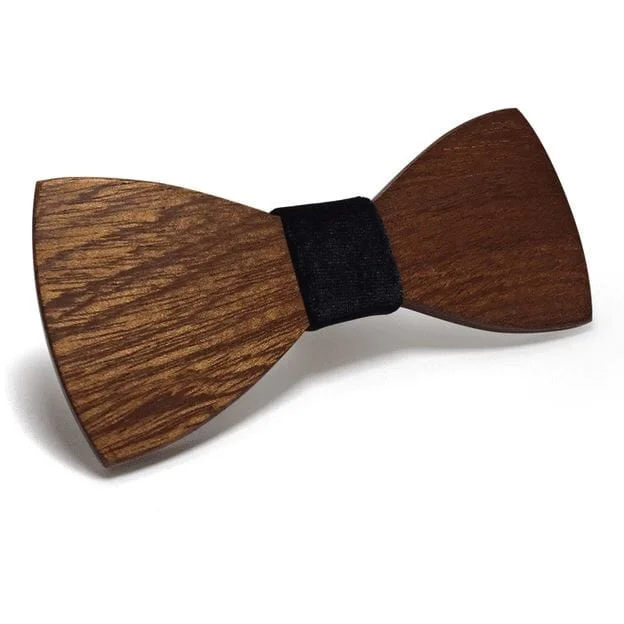 Unique men's tie with minimalistic style-Dark Wood Black Fabric Adult Bow Tie