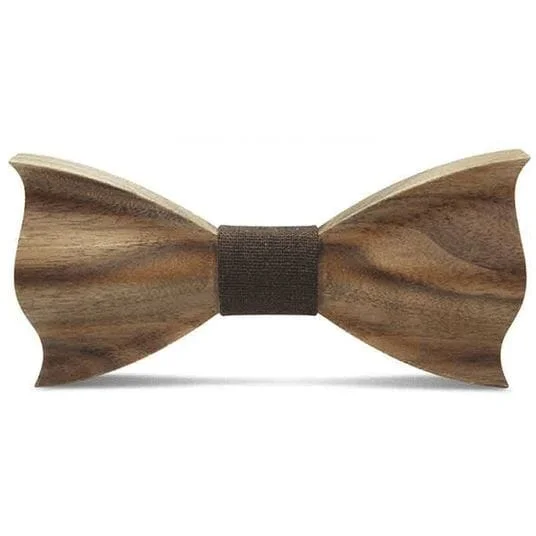 Modern men's tie with graphic print-Dark Wood Brown Fabric Adult Bow Tie