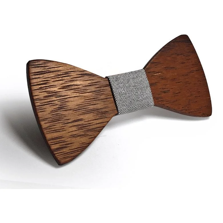 Men's tie with contrasting diagonal stripes-Dark Wood Grey Dot Fabric Adult Bow Tie