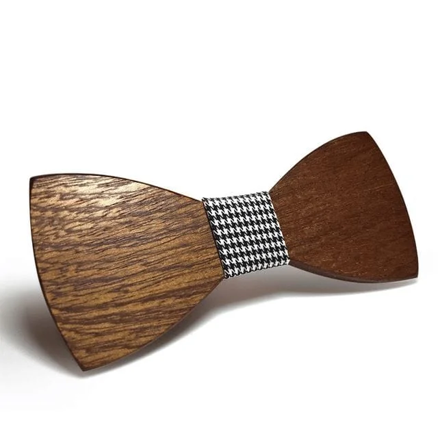 Men's tie with classic solid design-Dark Wood Houndstooth Adult Bow Tie