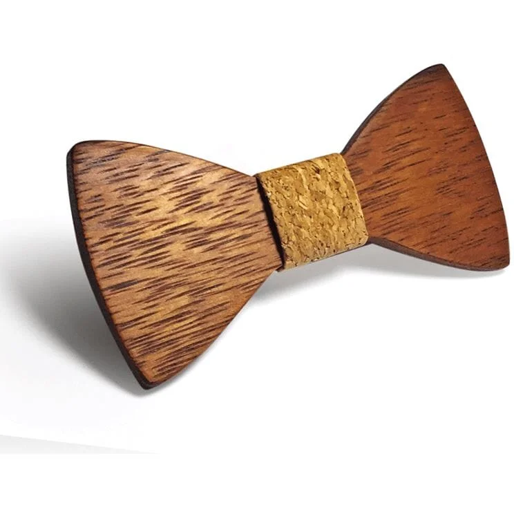 Classic men's silk tie with subtle design-Dark Wood Light Cork Adult Bow Tie