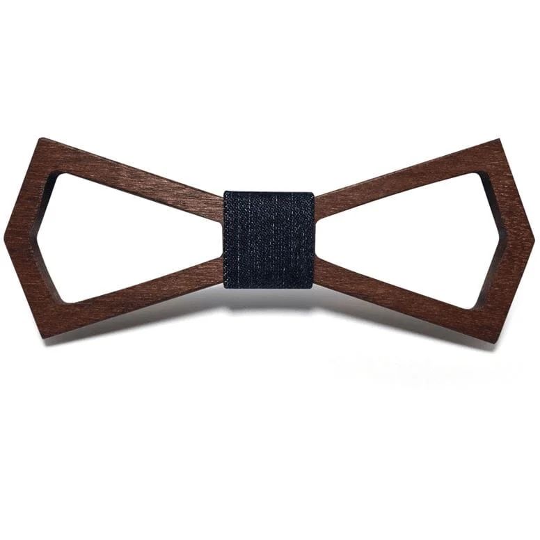 Elegant men's tie with colorful patterns-Dark Wood Outline Adult Bow Tie in Denim