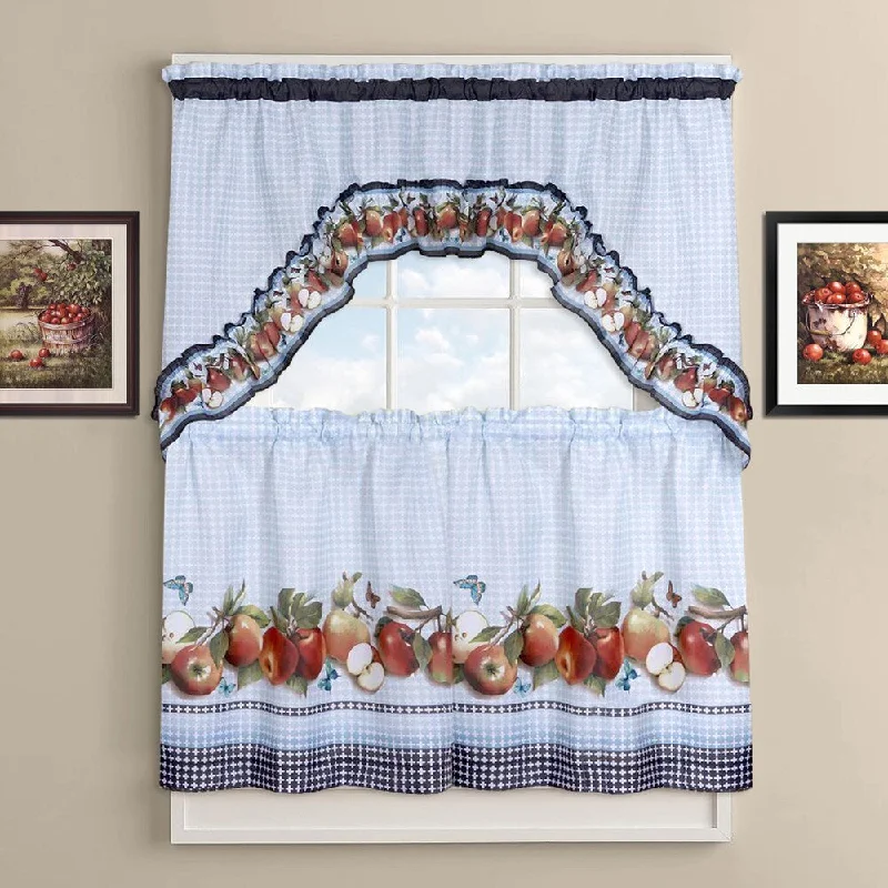 Luxury men's necktie for weddings-Delicious Apples Kitchen Curtain Tier and Valance Set