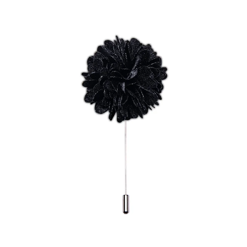 Men's tie for spring wedding attire-DiBanGu Men's Tie Accessories Black Floral Lapel Pin Brooch