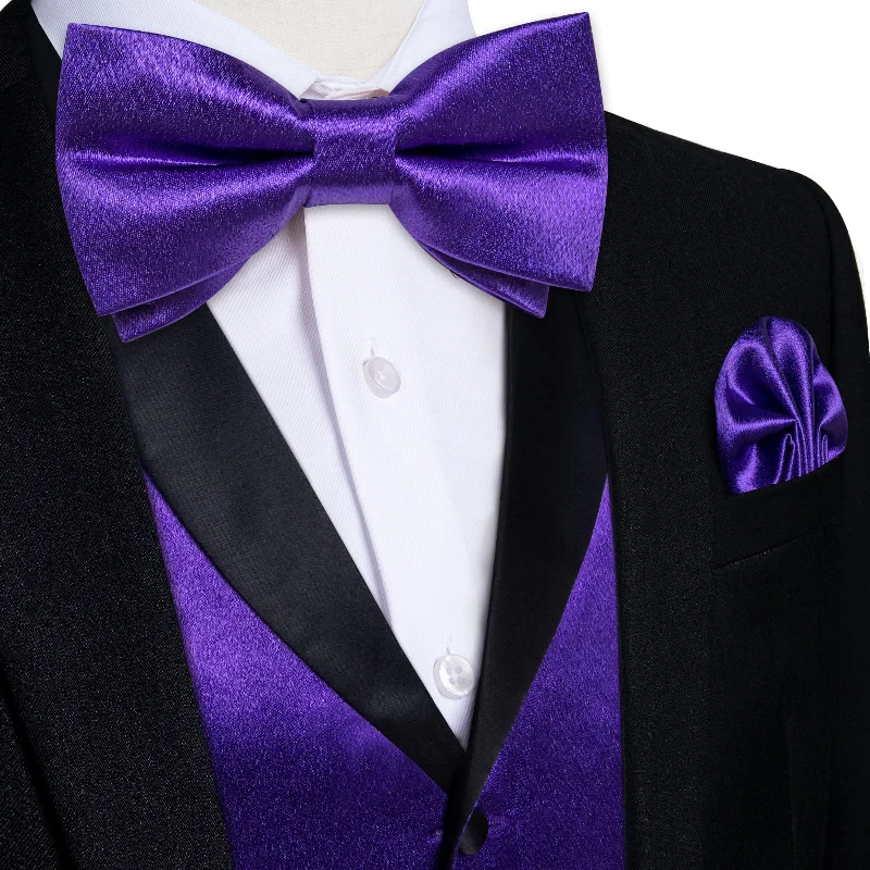 Men's tie with contrasting diagonal stripes-DiBanGu Tuxedo Vest Dark Purple Solid Silk Mens Shawl Collar Dress Vest and Bow Tie Set