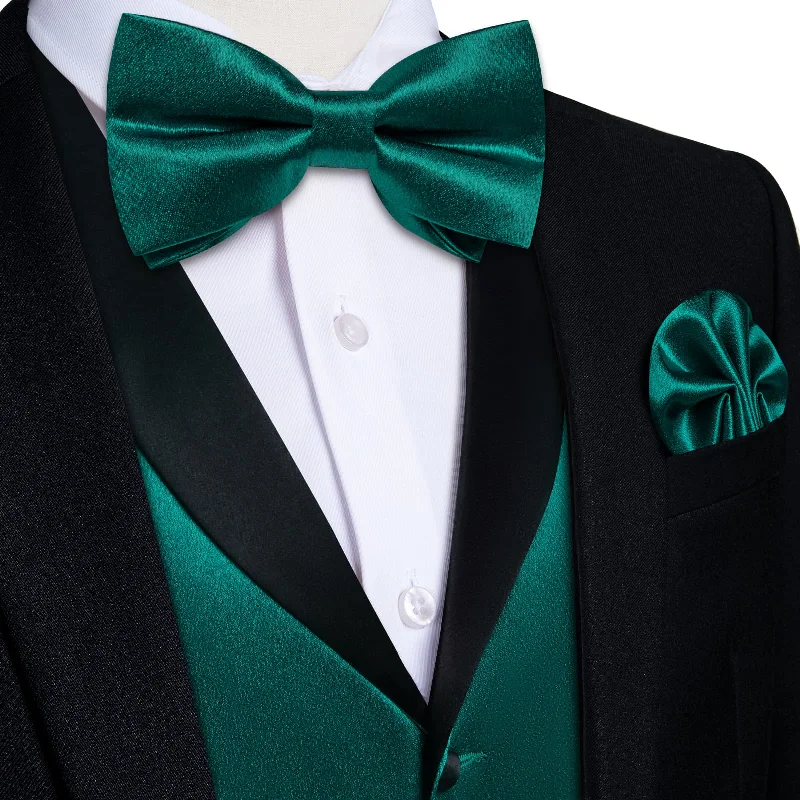 Men's tie with modern abstract texture-DiBanGu Tuxedo Vest Midnight Green Solid Silk Mens Vest and Bow Tie Set for Formal