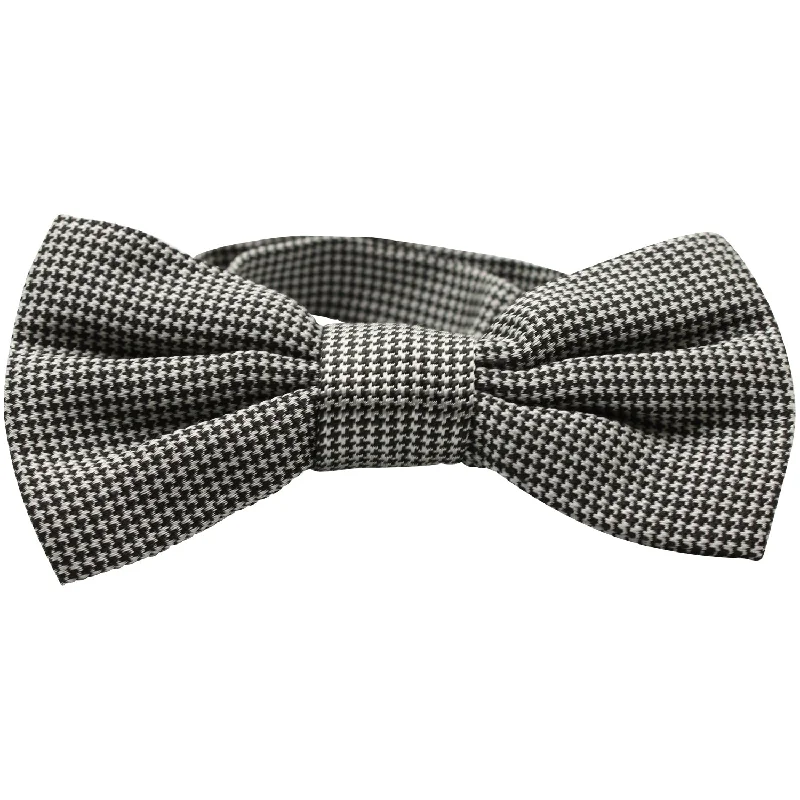 Men's tie for upscale parties-Dolce & Gabbana Houndstooth Bow Tie in Black and White Cotton