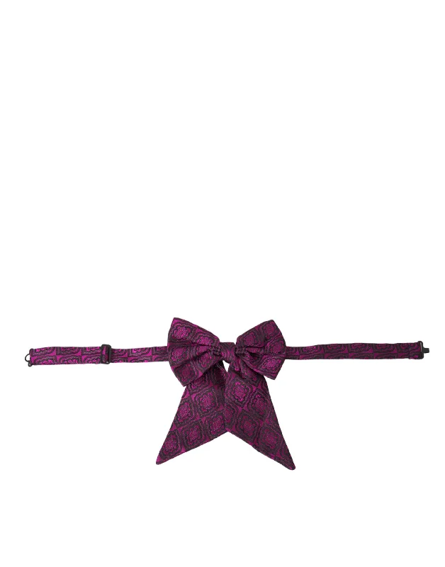 Elegant men's tie with subtle plaid-Dolce & Gabbana  Ribbon Silk Adjustable Neck Men Bow Men's Tie