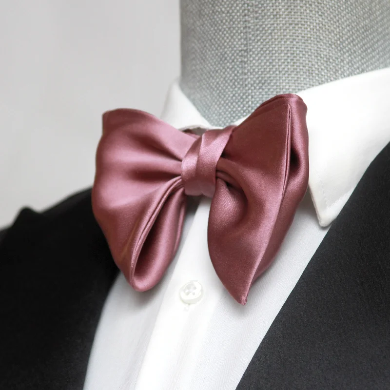 Designer men's tie for upscale meetings-Dusty Rose Large Silk Bow Tie